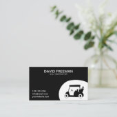 ゴルフインストラクターホワイト及びブラックユニークゴルフカート 名刺 (スタンド正面)