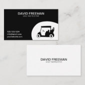 ゴルフインストラクターホワイト及びブラックユニークゴルフカート 名刺 (正面/裏面)