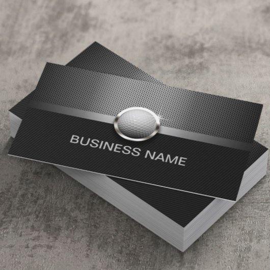 ゴルフインストラクターモダンメタルプロフェッショナルスポーツ 名刺