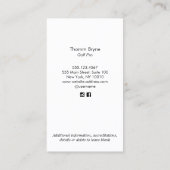 ゴルフインストラクターモノグラムの金ゴールドボールビジネスカー 名刺 (裏面)