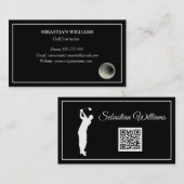 ゴルフインストラクター先生プロフェッショナルスポーツブラック 名刺 (正面/裏面)