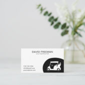 ゴルフインストラクター白黒ユニークゴルフカート 名刺 (スタンド正面)