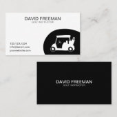 ゴルフインストラクター白黒ユニークゴルフカート 名刺 (正面/裏面)