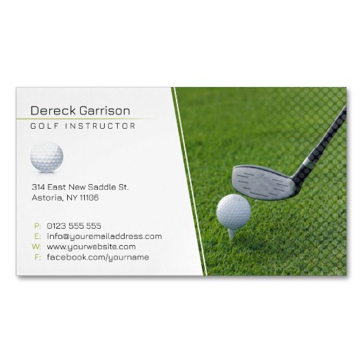ゴルフインストラクター |プロフェッショナル先生 マグネット名刺 (正面)
