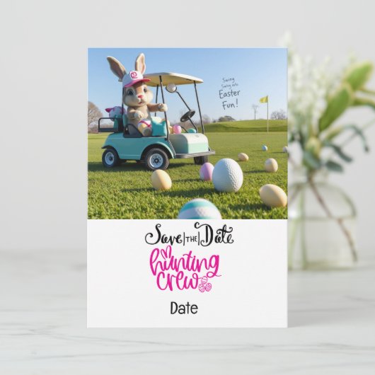 ゴルフイースターバニー乗用ゴルフカート上のゴルフコース 招待状 (スタンド正面)