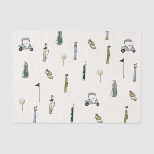 ゴルフウォーターカラーブルーとグリーン 薄葉紙 (正面)