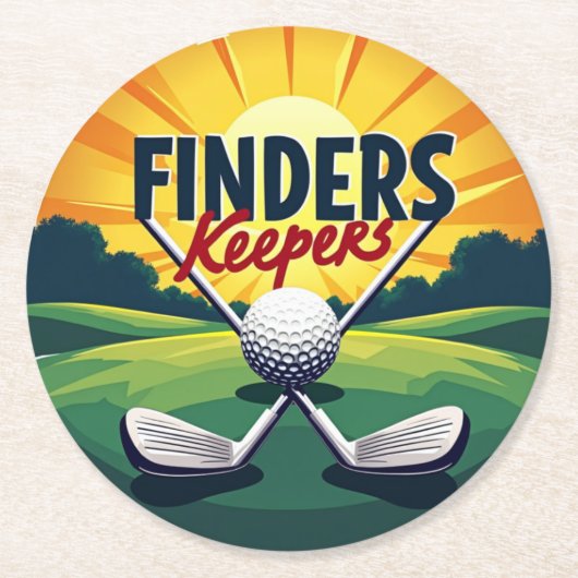 ゴルフエレガントをテーマにした愛好家のためのアートワーク ラウンドペーパーコースター (正面)