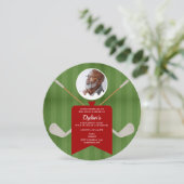 ゴルフエレガントグリーンレッドフォト退職パーティー 招待状 (スタンド正面)