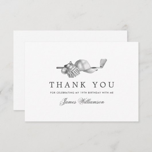 ゴルフエレガントテーマ19誕生日 サンキューカード (正面/裏面)