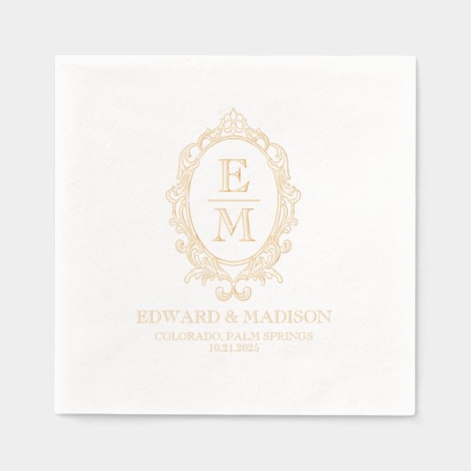 ゴルフエレガントビクトリアンフローラ枠 箔ナプキン (正面)