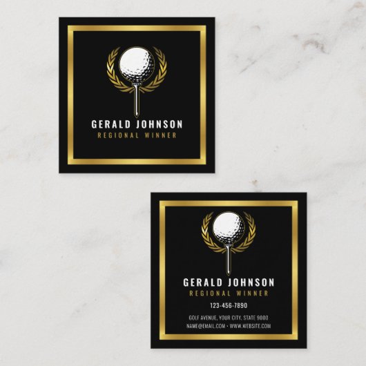 ゴルフエレガントモノグラムデザインスクエアビジネスカー スクエア名刺 (正面/裏面)