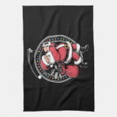 ゴルフオークリスマスサンタクロースヴィンテージゴルファーGolfi キッチンタオル (縦)