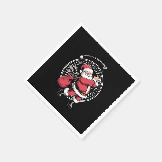 ゴルフオークリスマスサンタクロースヴィンテージゴルファーGolfi スタンダードカクテルナプキン (角)