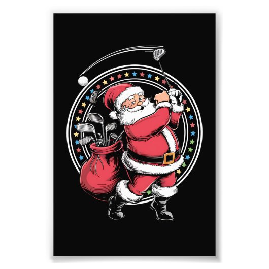 ゴルフオークリスマスサンタクロースヴィンテージゴルファーGolfi フォトプリント (正面)