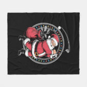 ゴルフオークリスマスサンタクロースヴィンテージゴルファーGolfi フリースブランケット (正面(横))