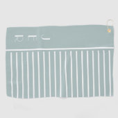 ゴルフカスタムイニシャル | Sage Greenのモダンストライプ ゴルフタオル (横)