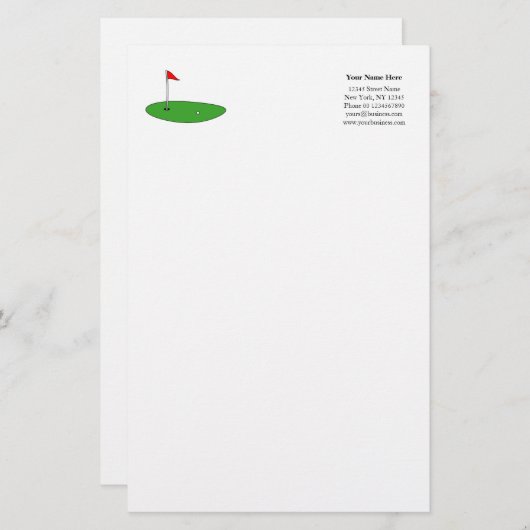 ゴルフカスタムスポーツロゴテンプレート文房具紙 便箋 (正面/裏面)