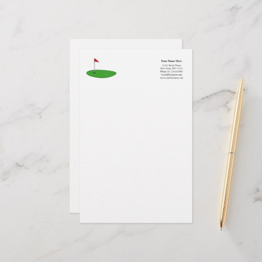 ゴルフカスタムスポーツロゴテンプレート文房具紙 便箋 (正面/裏面インサイチュ)