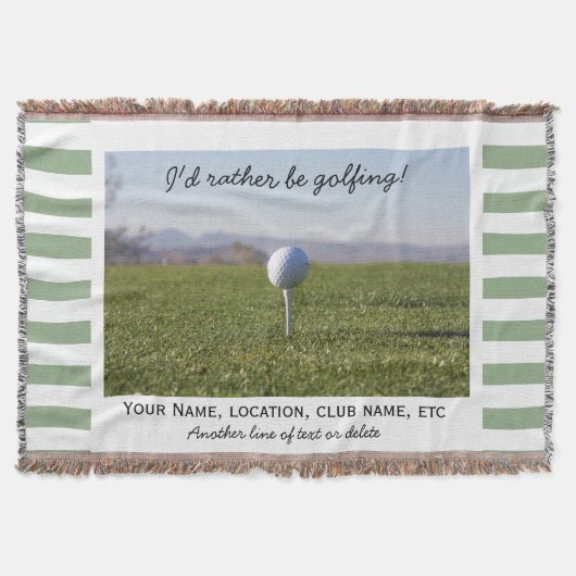 ゴルフカスタムフォトグリーンストライプの スローブランケット (正面)