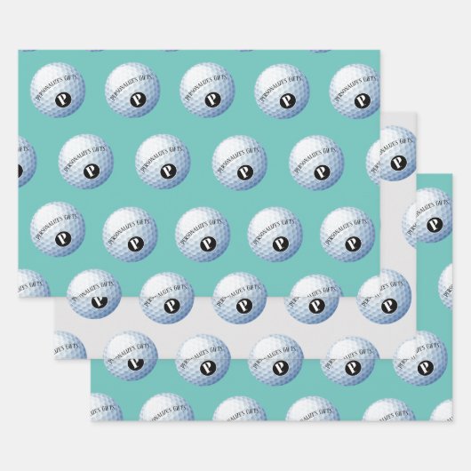 ゴルフカスタムモノグラム名包装紙シート ラッピングペーパーシート (セット)