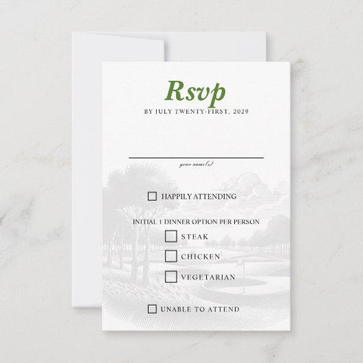 ゴルフカップルの食の選択 出欠カード (正面)