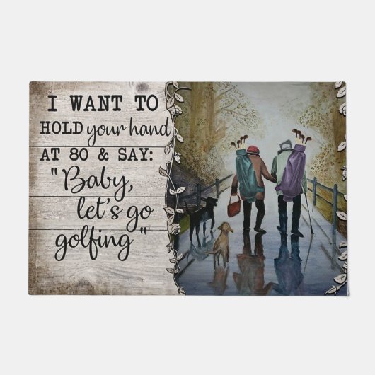 ゴルフカップルマットラブ引用文ズアブゴルフ ドアマット (正面)