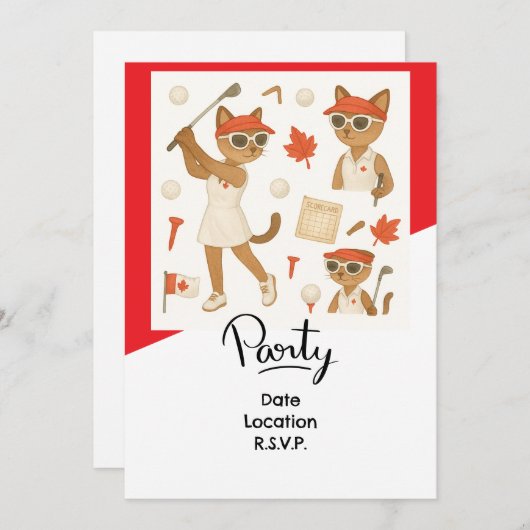 ゴルフカナダデイゴルフギア用猫好き 招待状 (正面/裏面)