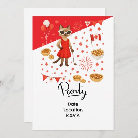 ゴルフカナダデイゴルフギア用猫好き 招待状 (正面/裏面)