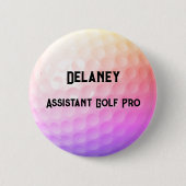 ゴルフカラフルボールディンプル名パーソナライズされたタイトル 缶バッジ (正面)