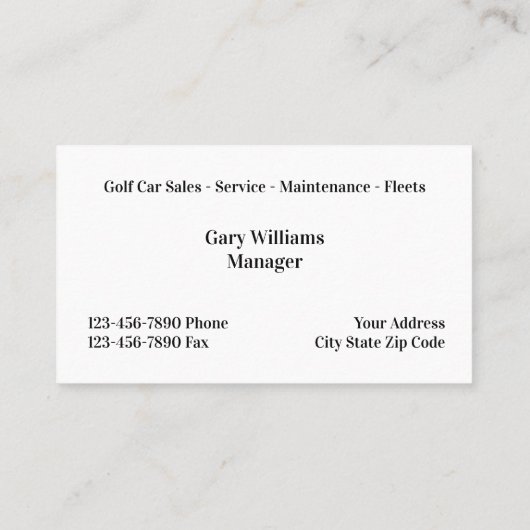 ゴルフカーのサービスと販売 名刺 (裏面)