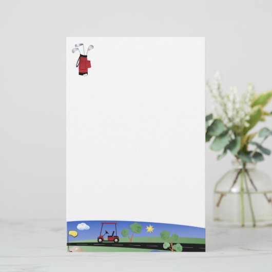 ゴルフカートおよびクラブ 便箋 (スタンド正面)