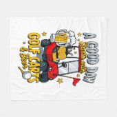 ゴルフカートから始まる神の日 フリースブランケット (正面(横))