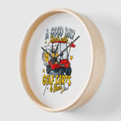 ゴルフカートから始まる神の日 壁時計 (傾斜)