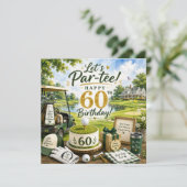 ゴルフカートが芝生の上に乗ったゴルフ60歳の誕生日 (スタンド正面)