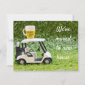 ゴルフカートで新しい家に引っ越したゴルフ 案内状 (正面)