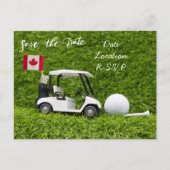 ゴルフカートで日付を保存カナダ国旗 ポストカード (正面)