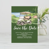 ゴルフカートで日付を保存 招待状 (スタンド正面)