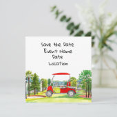 ゴルフカートで日付パーティーを保存 招待状 (スタンド正面)