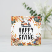 ゴルフカートで秋をテーマにしたゴルフ感謝祭 シーズンカード (スタンド正面)