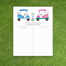ゴルフカートで進行する性別発表予想サイン