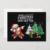 ゴルフカートとフラミンゴとのゴルフシーズンの挨拶 シーズンポストカード (正面/裏面)