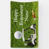 ゴルフカートとボールでゴルフを楽しく退職  横断幕 (縦)