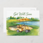 ゴルフカートと共に早く回復してね ポストカード (正面/裏面)