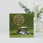 ゴルフカートと緑のサインでゴルフファーザーズデイ カード (スタンド正面)