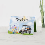 ゴルフカートと花で感謝 カード (正面)