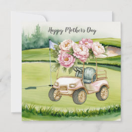 ゴルフカートと花束でお母さんを祝おう Mother's Day カード