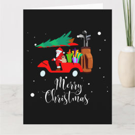 ゴルフカートに乗るクリスマスのサンタクロース カード