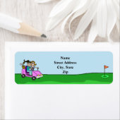 ゴルフカートに2人の女性差出人住所ラベル ラベル (インサイチュ)