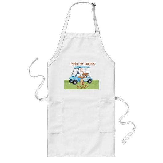 ゴルフカートのクラブモノグラム名は私の緑が必要 ロングエプロン (正面)