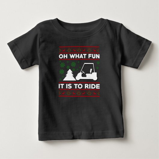 ゴルフカートのクリスマスが楽しい ベビーTシャツ (正面)